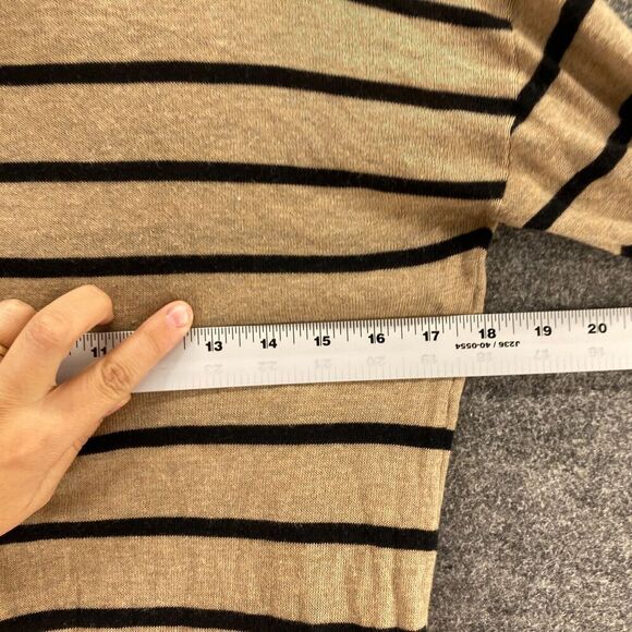 Halogen Sweater Pullover Women S Small Beige Striped Knit Turtleneck Cotton - Picture 7 of 9